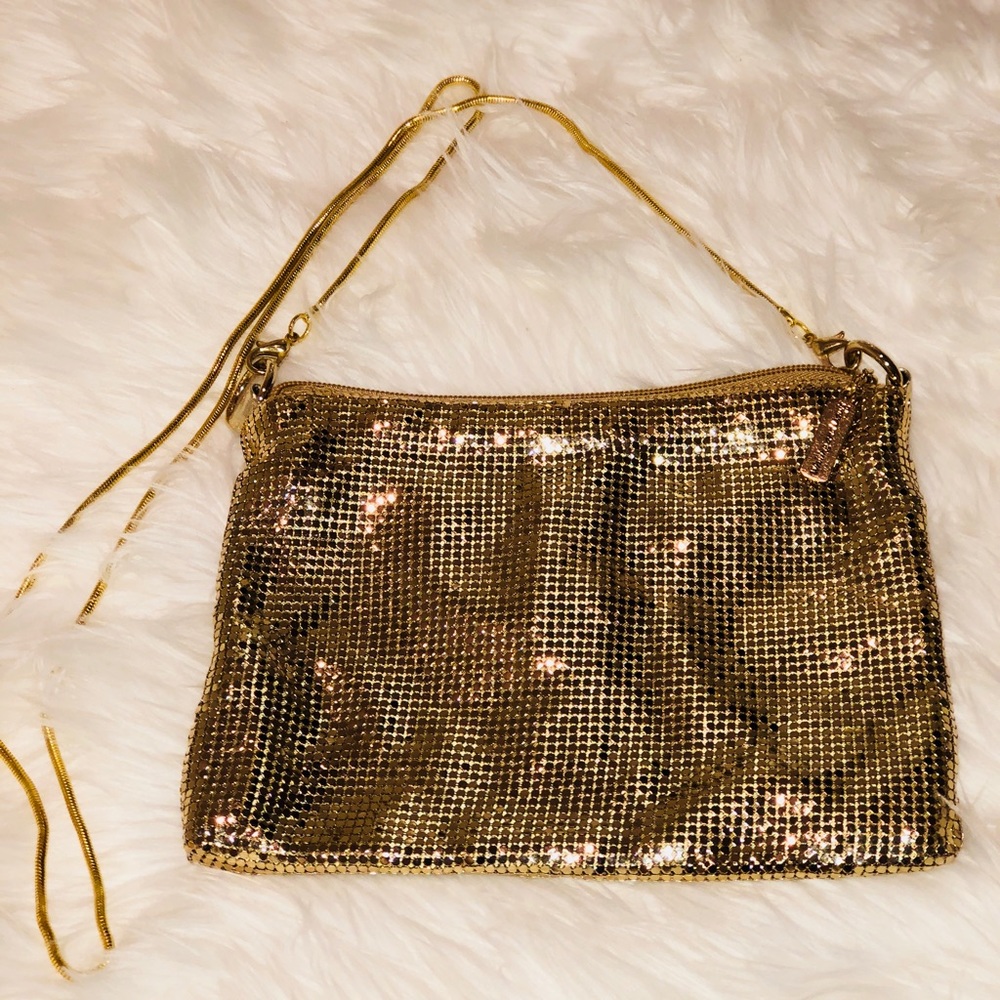 Whiting and Davis gold mesh night out shoulder bag